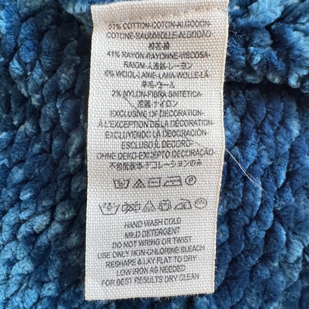 FREE PEOPLE Oversized Teal Chenille Cold Shoulder Sweater - Picture 5 of 7